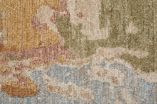 Feizy Rugs Pearson Abstract Polyester Area Rug Turkish Woven Plush Pile for Living or Bedroom 5' x 7'6" PRS39SRFBGEGRNE70