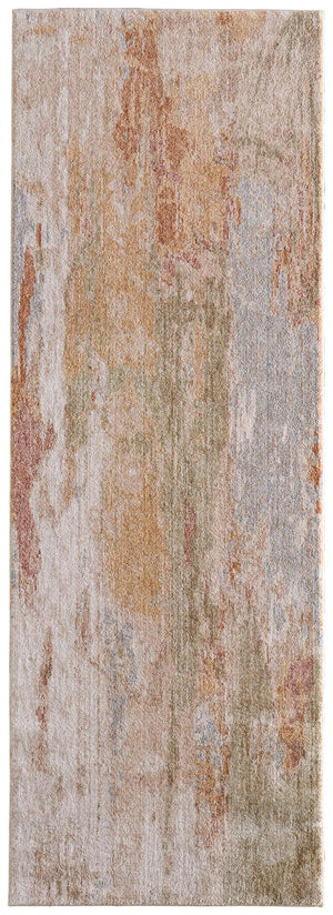 Feizy Rugs Pearson Abstract Polyester Area Rug Turkish Woven Plush Pile for Living or Bedroom 2'6" x 7'3" PRS39SRFBGEGRNI02
