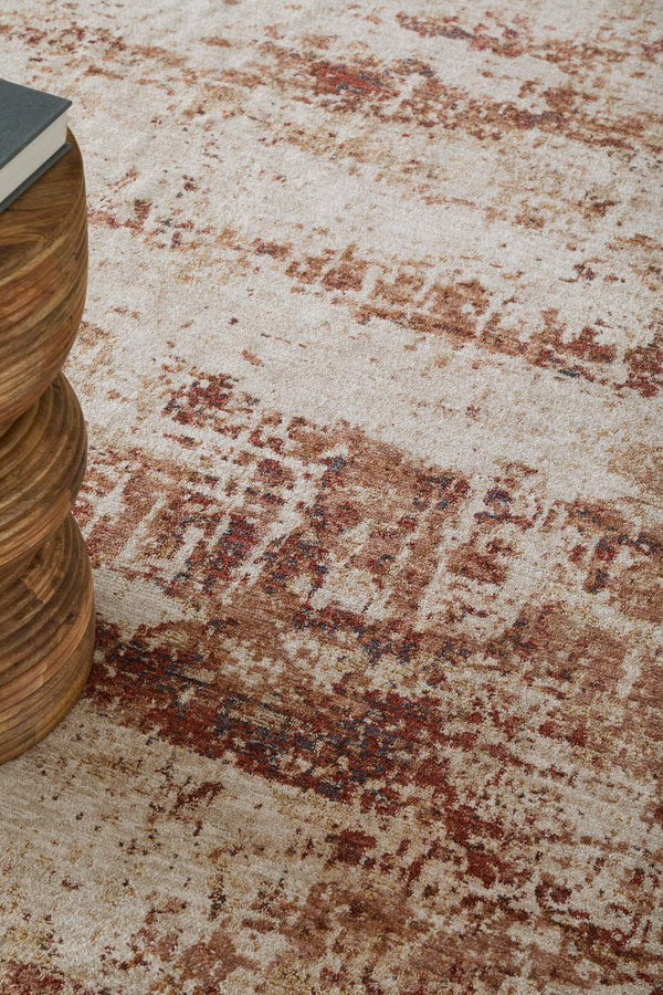 Feizy Rugs Pearson Abstract Power-Loomed Polyester Area Rug with Turkish-Inspired Ivory and Tan Design 5' x 7'6" PRS39UEFIVYRSTE70
