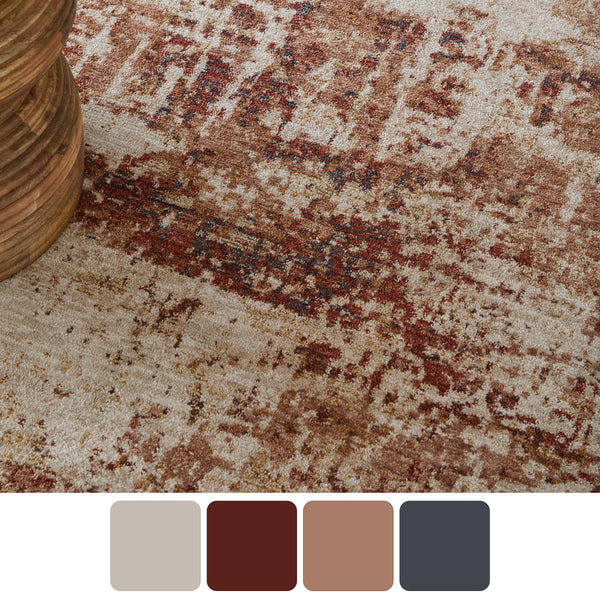 Feizy Rugs Pearson Abstract Power-Loomed Polyester Area Rug with Turkish-Inspired Ivory and Tan Design 5' x 7'6" PRS39UEFIVYRSTE70