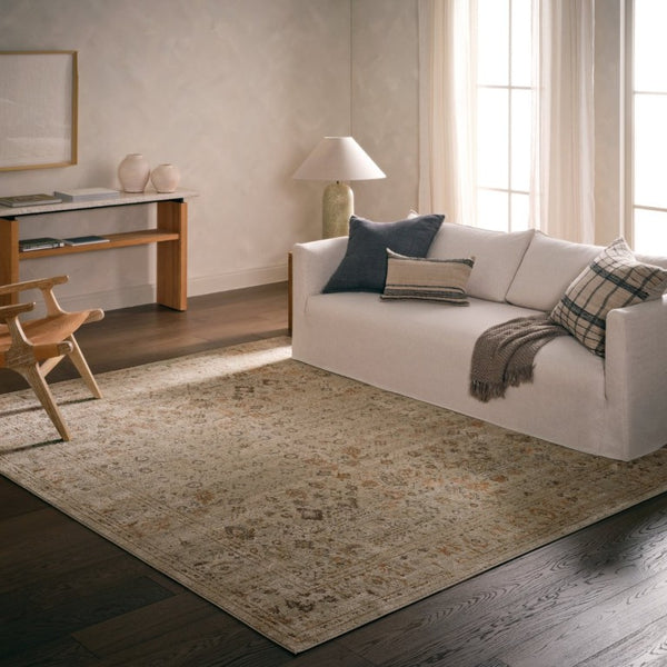 Jaipur Living Jaipur Rosealyn 18" Powerloomed Swatch — Vintage-Inspired Gray & Yellow Low-Pile Sample, Durable Elegance RSW105392