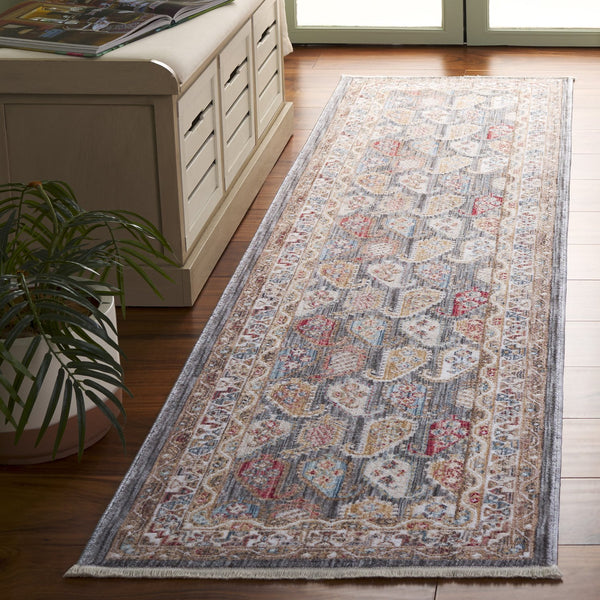 Safavieh Paisley Elegant Runner Area Rug - Luxurious 100% Polyester, Plush Comfort, Timeless Traditional Style Dark Grey ,Rust Polyester Psl862f-28