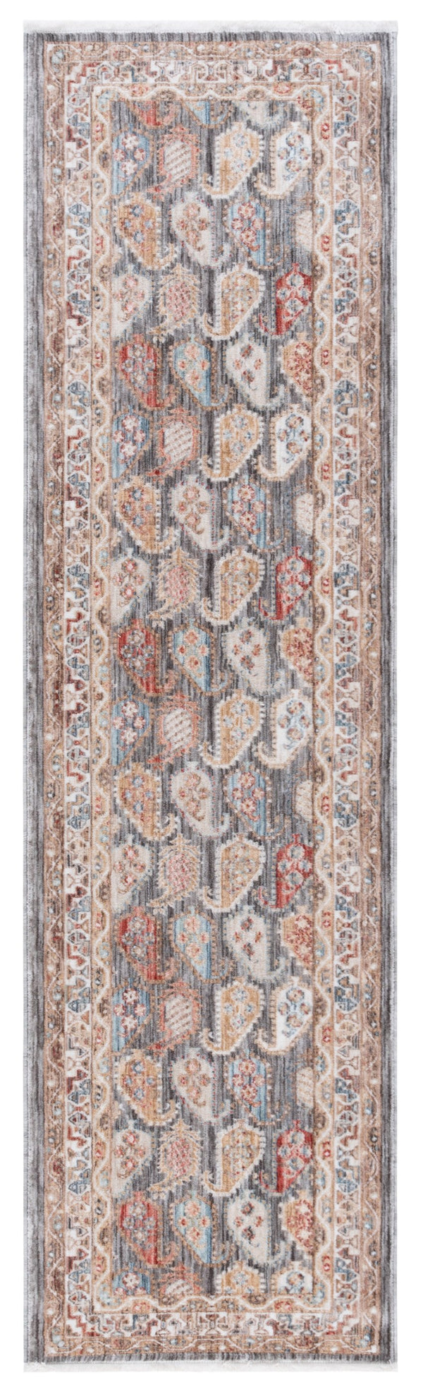 Safavieh Paisley Elegant Runner Area Rug - Luxurious 100% Polyester, Plush Comfort, Timeless Traditional Style Dark Grey ,Rust Polyester Psl862f-28