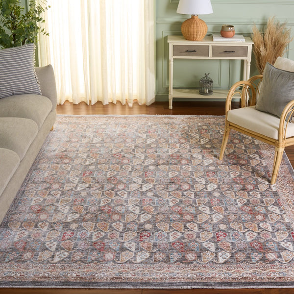 Safavieh Paisley Elegant Runner Area Rug - Luxurious 100% Polyester, Plush Comfort, Timeless Traditional Style Dark Grey ,Rust Polyester Psl862f-8