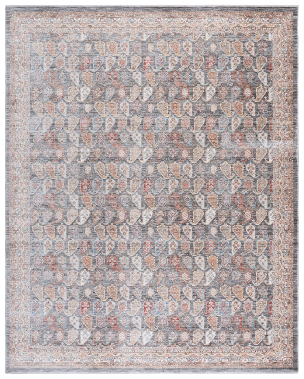 Safavieh Paisley Lush Area Rug: Traditional Meets Contemporary Elegance For A Cozy Home Upgrade Dark Grey ,Rust Polyester Psl862f-2339