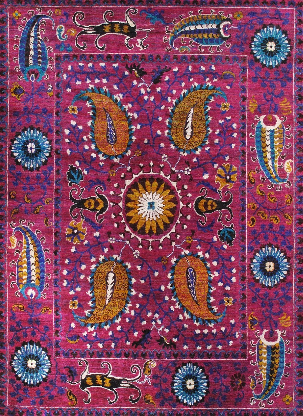 Pasargad Home Azerbaijan Collection Hand-knotted Sari Silk Area Rug - Elegant Floral Design Masterpiece   Pslk-20m 7x11