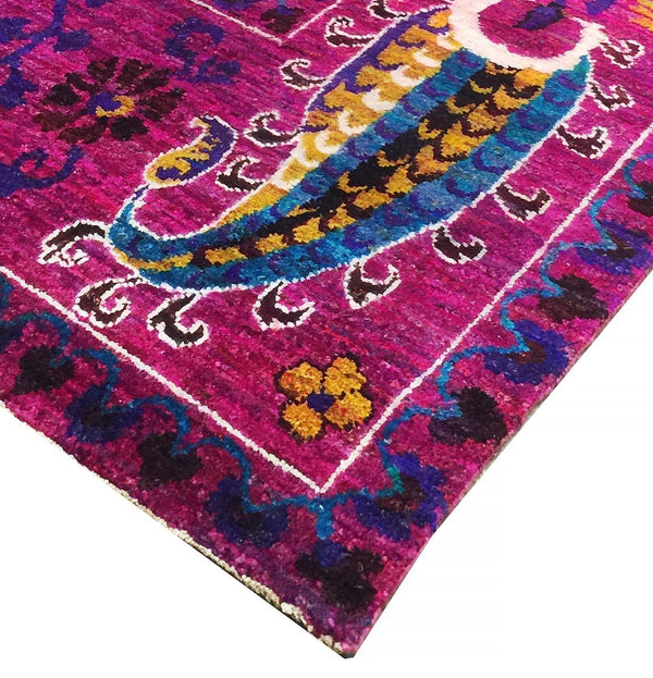 Pasargad Home Azerbaijan Collection Hand-knotted Sari Silk Area Rug - Elegant Floral Design Masterpiece   Pslk-20m 7x11