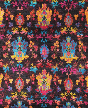 Pasargad Ikat Collection Hand-knotted Sari Silk Area Rug - Vibrant 6' 7" X 7' 11" Statement Piece   Pslk-27 7x8
