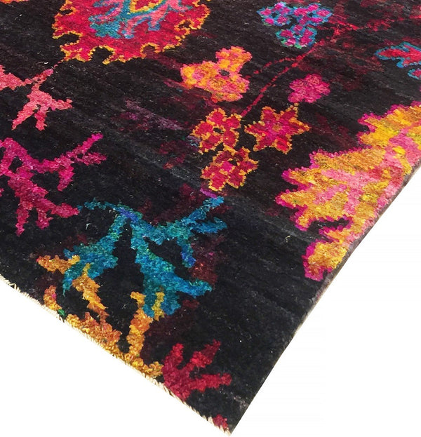 Pasargad Ikat Collection Hand-knotted Sari Silk Area Rug - Vibrant 6' 7" X 7' 11" Statement Piece   Pslk-27 7x8