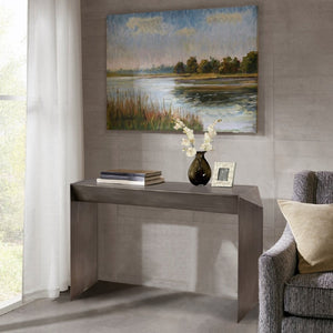 Pasargad Home Katya Gold Foil Console Table - Bold Modern Design For Stunning Living Room Style Grey Iron Prr-039zn