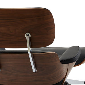 Pasargad Home Portfino Leather Lounge Chair & Ottoman - Timeless Elegance In Black Or White Black Leather Pt-t066f Blk