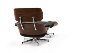 Pasargad Home Portfino Leather Lounge Chair & Ottoman - Timeless Elegance In Black Or White Black Leather Pt-t066f Blk