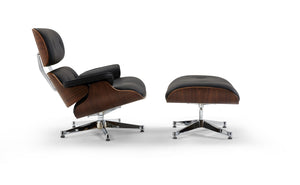 Pasargad Home Portfino Leather Lounge Chair & Ottoman - Timeless Elegance In Black Or White Black Leather Pt-t066f Blk