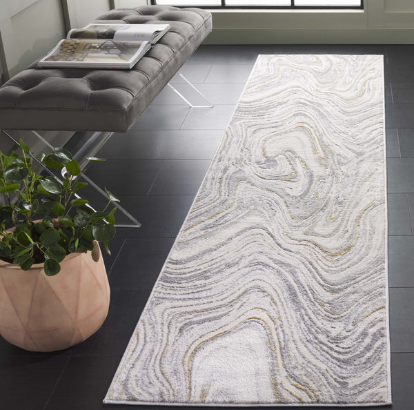 Safavieh Prestige Luxurious Area Rug - Turkish Power-loomed Design With Elegant Marble-inspired Patterns Ivory ,Grey 75% Polypropylene 25% Polyester Pte108a-7r