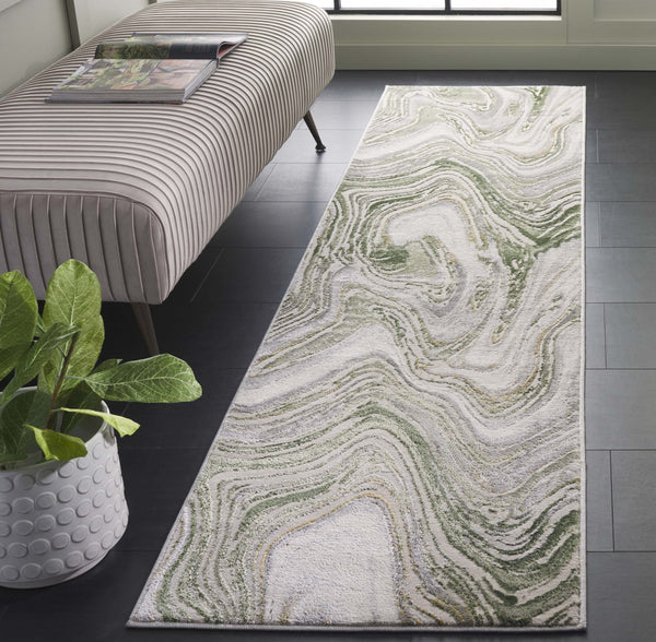 Safavieh Prestige Luxurious Area Rug - Turkish Power-loomed Design With Elegant Marble-inspired Patterns Ivory ,Light Green 75% Polypropylene 25% Polyester Pte108c-8