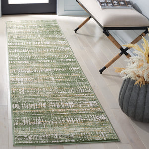 Safavieh Prestige Ivory And Green Contemporary Area Rug, Power-Loomed Turkey, Low-Profile 3/8" Pile, Durable Care 6'-7" x 8'-6" PTE128C-6