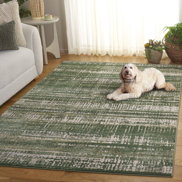 Safavieh Prestige Elegant Turkish Area Rug – Durable, Stylish, Soft Underfoot For Home Décor Enhancement Ivory ,Green 75% Polypropylene 25% Polyester Pte128c-9