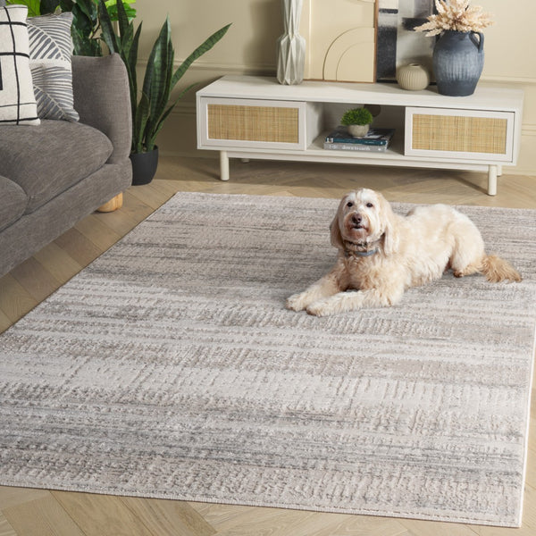 Safavieh Prestige Chic Power-loomed Area Rug - Timeless Elegance With Modern Stripes For Stylish Spaces Ivory ,Grey 75%Pp_25%Pes Pte128f-7