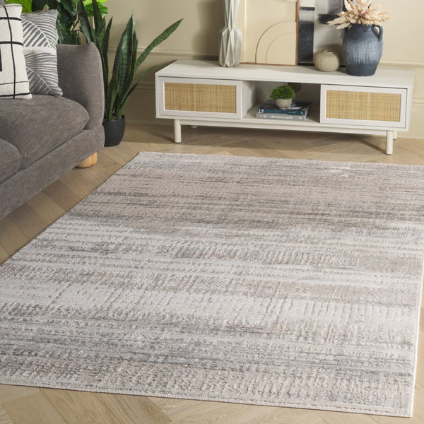 Safavieh Prestige Chic Power-loomed Area Rug - Timeless Elegance With Modern Stripes For Stylish Spaces Ivory ,Grey 75%Pp_25%Pes Pte128f-7