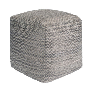 Pasargad Home Galaxy Zig-Zag Pouf Ottoman in Grey - Stylish, Comfortable Seating with Durable Design