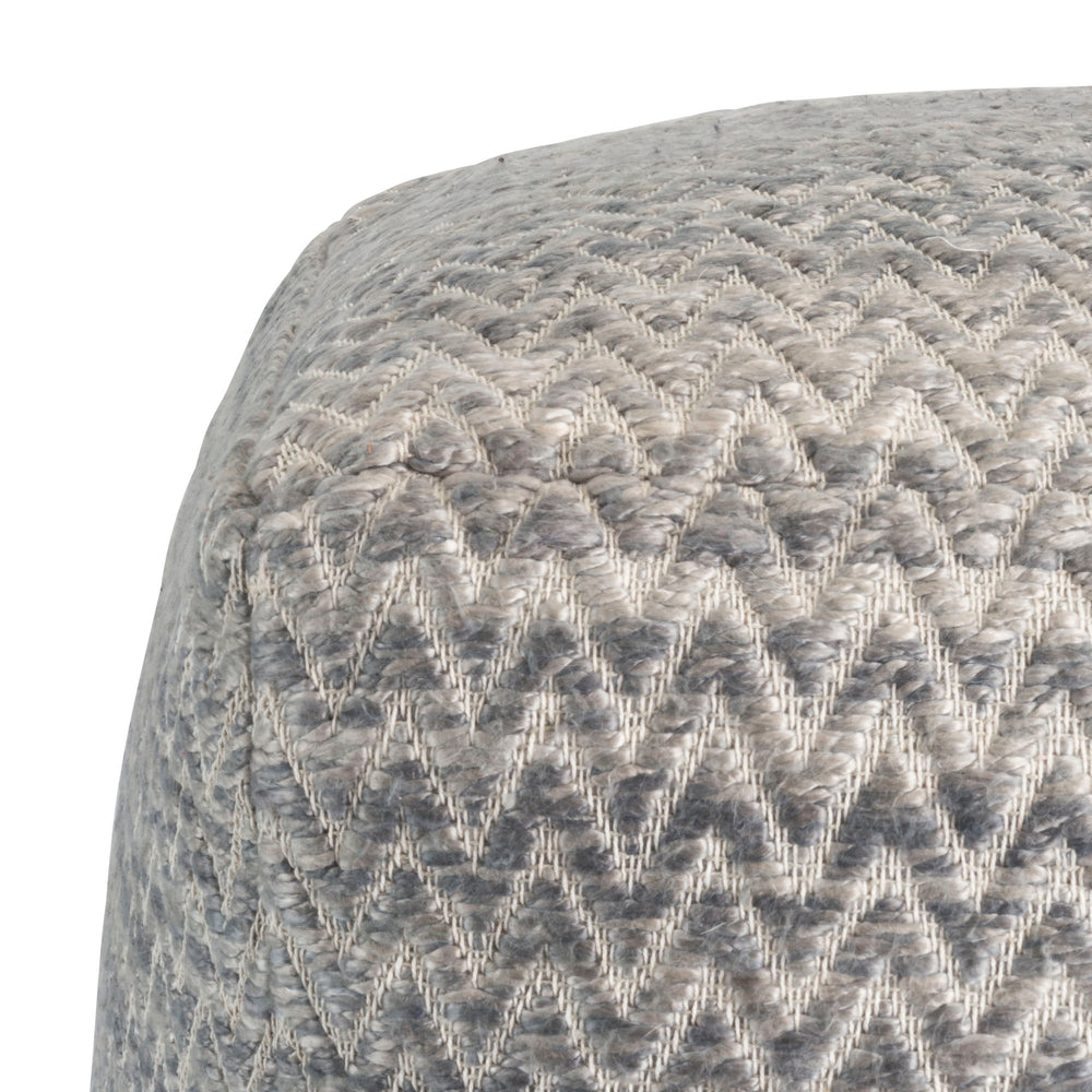 Pasargad Home Galaxy Zig-Zag Pouf Ottoman in Grey - Stylish, Comfortable Seating with Durable Design