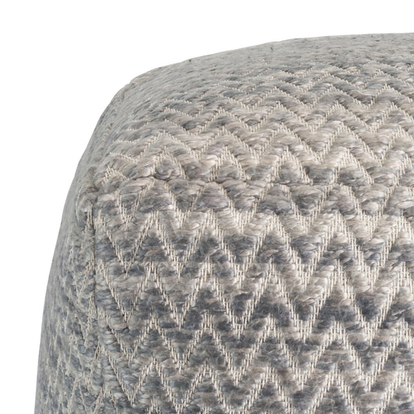 Pasargad Home Galaxy Zig-Zag Pouf Ottoman in Grey - Stylish, Comfortable Seating with Durable Design