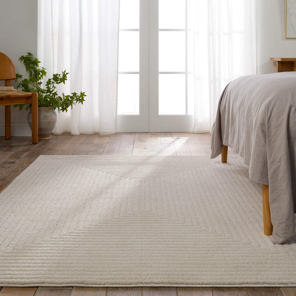 Jaipur Living Jaipur Living Archias Chenille Geometric Rug Cream High Low Pile Bohemian Accent RSW104781