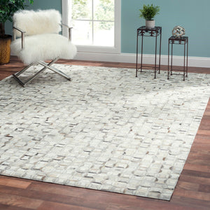Pasargad Hand-loomed Cowhide Area Rug - Elegant Geometric Design For Luxurious Home Décor Enhancement   Ptx-5113 8x10