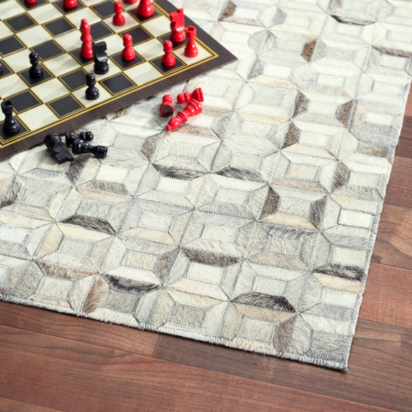 Pasargad Hand-loomed Cowhide Area Rug - Elegant Geometric Design For Luxurious Home Décor Enhancement   Ptx-5113 8x10