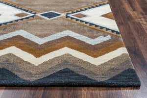 Alora Decor Pueblo Hand‑Tufted Wool Runner Rug 2'6"X8' Rustic Diamond Motif In Blue Brown Tan Black — Durable Cozy PUEPU100300122608