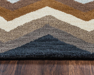 Alora Decor Pueblo Hand‑Tufted Wool Runner Rug 2'6"X8' Rustic Diamond Motif In Blue Brown Tan Black — Durable Cozy PUEPU100300122608