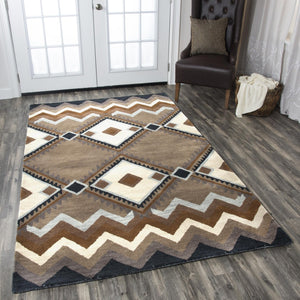 Alora Decor Pueblo Hand‑Tufted Wool Runner Rug 2'6"X8' Rustic Diamond Motif In Blue Brown Tan Black — Durable Cozy PUEPU100300122608