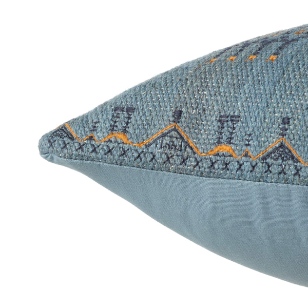 Jaipur Living Jaipur Living Puebla Wool Cotton Lumbar Pillow Cover Tribal Embroidery Indigo Gold PLC102374