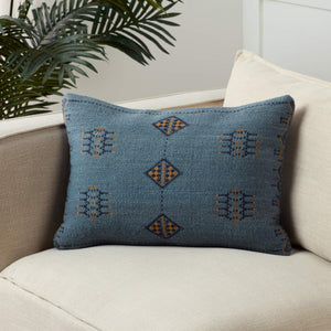 Jaipur Living Jaipur Living Puebla Wool Cotton Lumbar Pillow Cover Tribal Embroidery Indigo Gold PLC102374