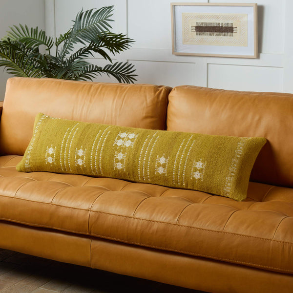 Jaipur Living Jaipur Living Eisa Tribal Embroidered Wool Cotton Lumbar Pillow for Sofas and Beds Poly Fill PLW103604