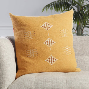 Jaipur Living Jaipur Living Tribal Embroidered Cotton Pillow Cover Moroccan Geometric Mustard Accent PLC102378