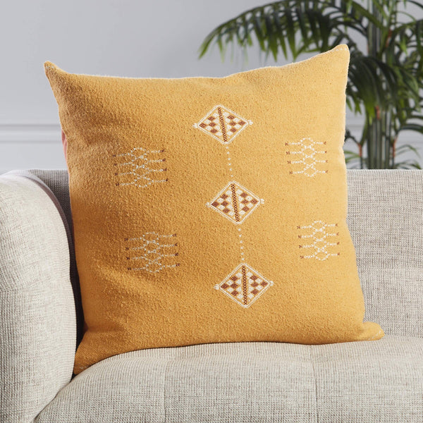 Jaipur Living Jaipur Living Tribal Embroidered Cotton Pillow Cover Moroccan Geometric Mustard Accent PLC102378