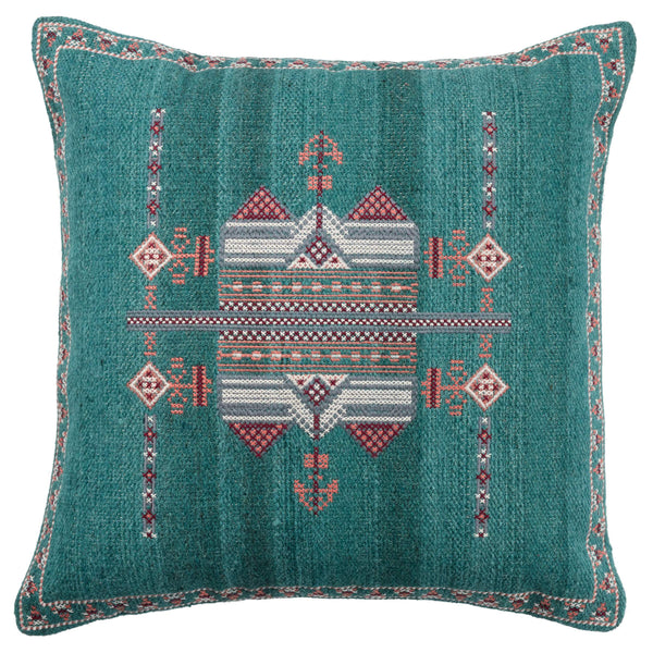 Jaipur Living Jaipur Living Zaida Wool Cotton Tribal Embroidered Square Throw Pillow Boho Accent Down PLW103617