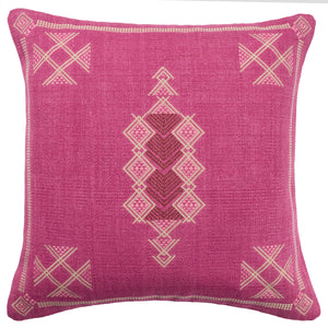 Jaipur Living Jaipur Living Shazi Tribal Embroidered Cotton Throw Pillow Cover Boho Accent Magenta PLC102582