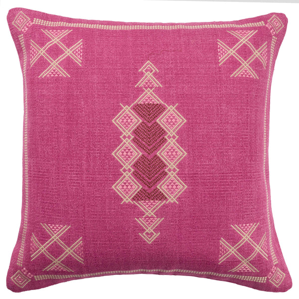 Jaipur Living Jaipur Living Shazi Tribal Embroidered Cotton Throw Pillow Cover Boho Accent Magenta PLC102582