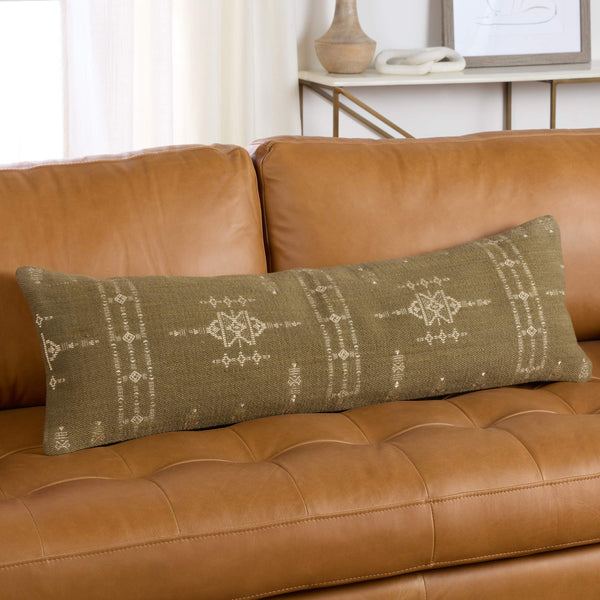 Jaipur Living Jaipur Living Puebla Lumbar Cover Tribal Embroidery Cotton Olive Medallion Accent PLC102597