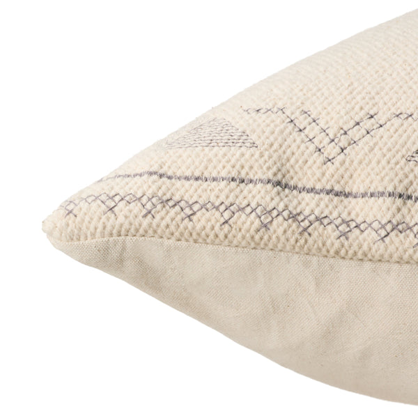 Jaipur Living Jaipur Living Ianira Cotton Throw Pillow Moroccan Medallion Tribal Embroidery Cream Silver Poly Fill PLW103985