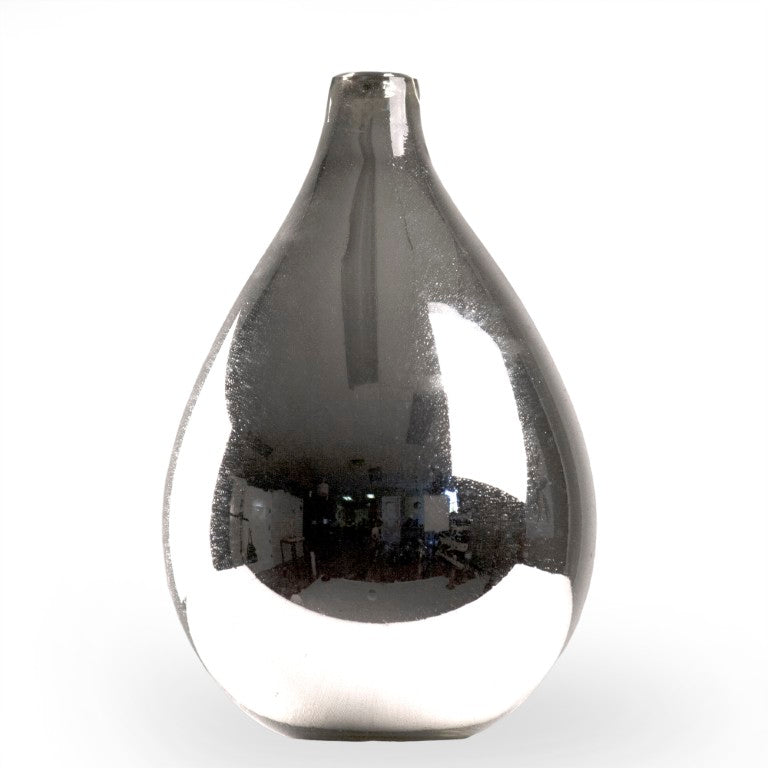 Zentique Poseidon Handcrafted Glass Vase – Tall Tapered Coastal Sculpture for Long-Stem Florals & Decor (19") PV001 L Mercury