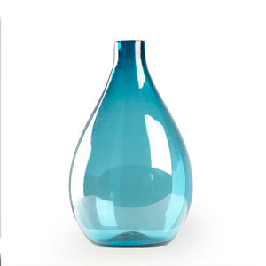 Zentique Poseidon Sculptural Glass Vase – Tall Glossy Coastal Accent, Statement Mantel or Dining Centerpiece Blue PV001 M Blue