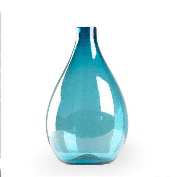 Zentique Poseidon Sculptural Glass Vase – Tall Glossy Coastal Accent, Statement Mantel or Dining Centerpiece Blue PV001 M Blue