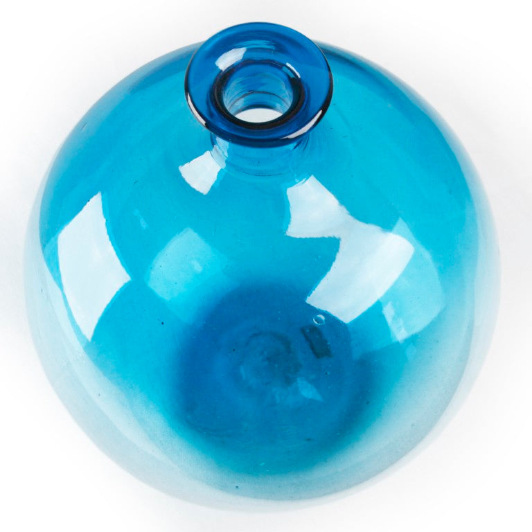 Zentique Poseidon Hand-Blown Glass Vase — Sculptural Coastal Centerpiece With Textured Oceanic Contours, 14” Blue PV002 Blue