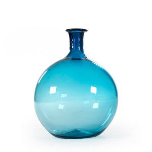 Zentique Poseidon Hand-Blown Glass Vase — Sculptural Coastal Centerpiece With Textured Oceanic Contours, 14” Blue PV002 Blue