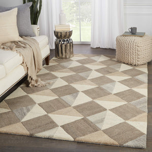 Jaipur Living Verde Home Jaipur Paris Hand Tufted Wool Geometric Rug Natural Undyed Living Room 9' x 12' RUG147274