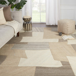 Jaipur Living Verde Hand-tufted Wool Area Rug Geometric Patchwork Neutral Tones Living Room RUG147304