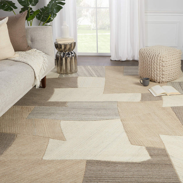 Jaipur Living Verde Hand-tufted Wool Area Rug Geometric Patchwork Neutral Tones Living Room RUG147304